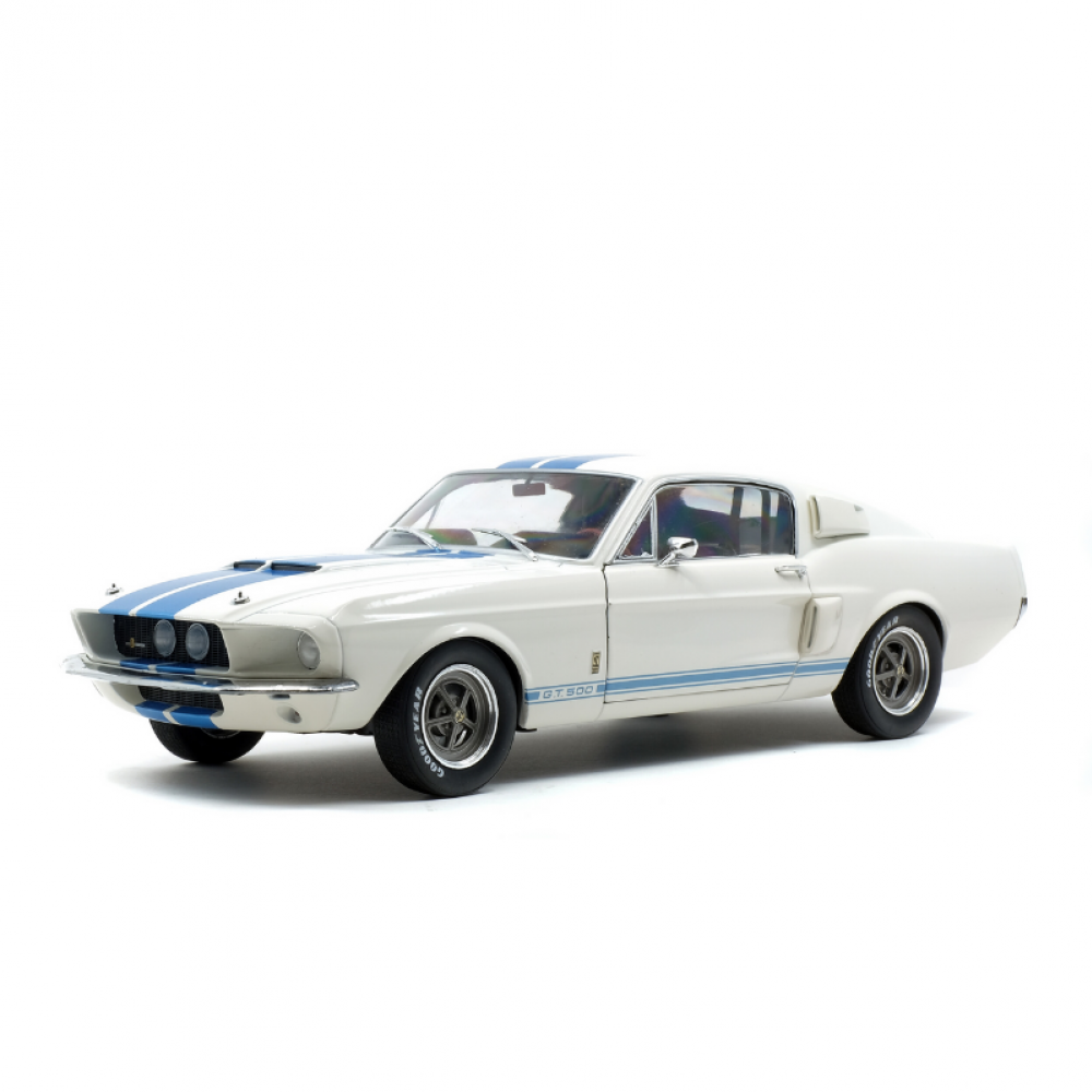 Solido 1:18 Shelby GT500 – Wimbledon White / Blue Stripes -1967