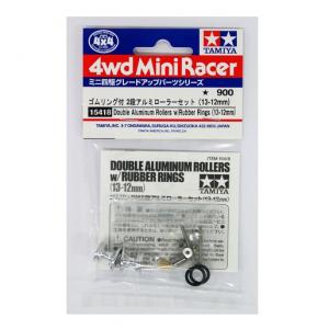 Tamiya 15418 Mini 4WD Double Aluminum Rollers w/Rubber Rings (13-12mm)